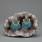 Regal Azure Bloom Chandelier Jhumka Earrings