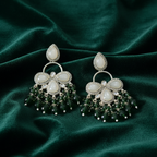 Regal Emerald Cascade & Pearl-Inspired Teardrop Dangle Jhumka Earrings