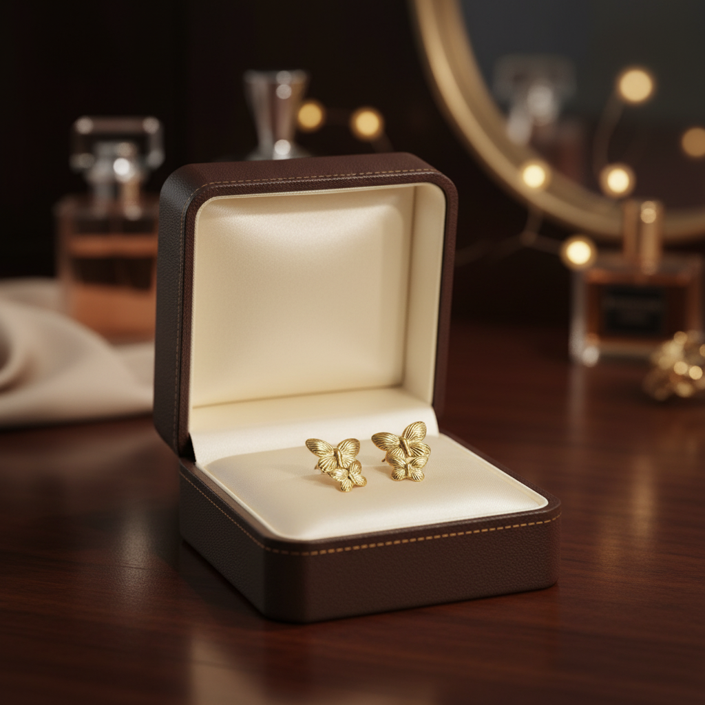 Golden Cascade Butterfly Drop Earrings