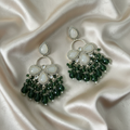 Regal Emerald Cascade & Pearl-Inspired Teardrop Dangle Jhumka Earrings