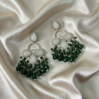 Regal Emerald Cascade & Pearl-Inspired Teardrop Dangle Jhumka Earrings