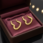 Radiant Hammered Gold Heart Hoop Earrings