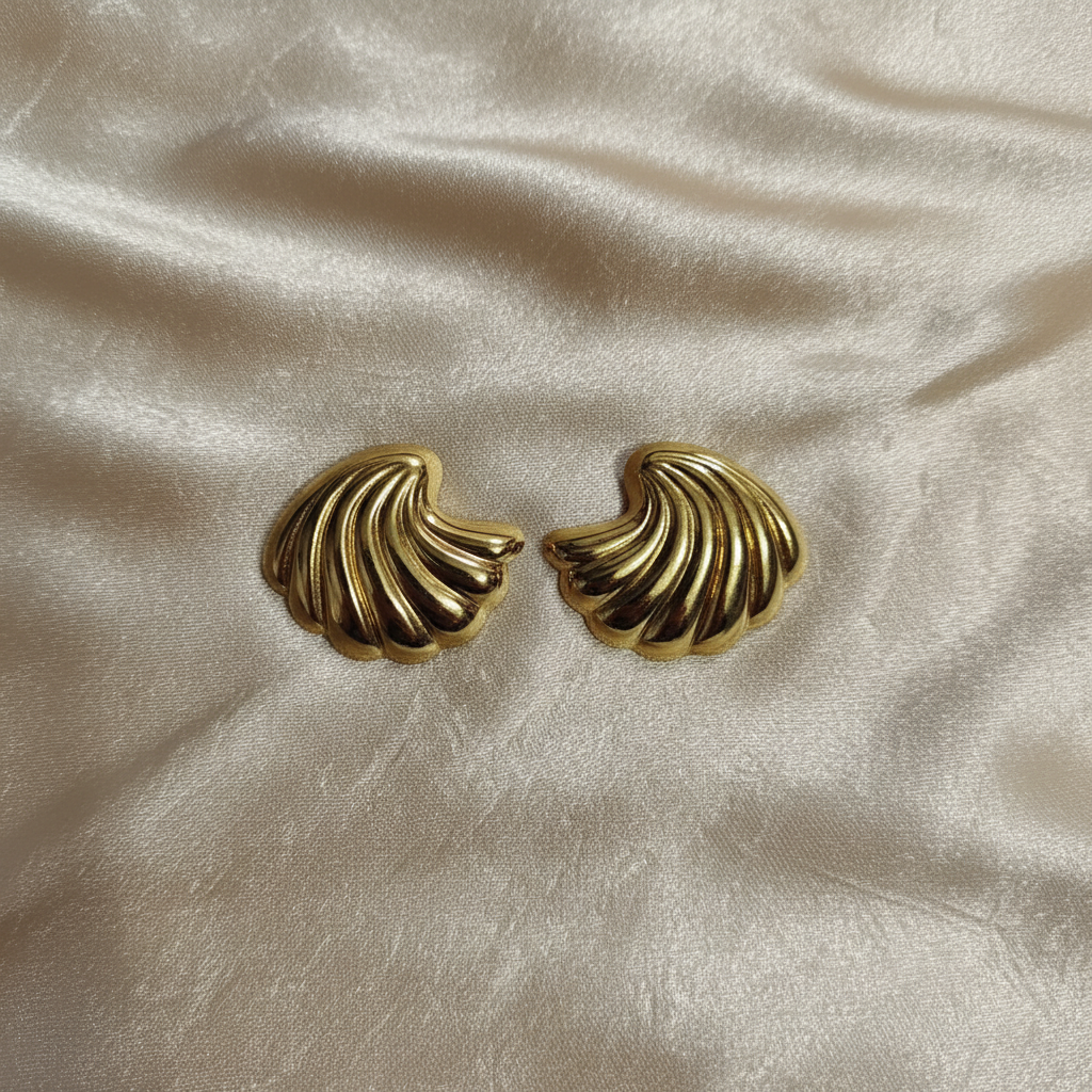 Radiant Ripple Gold Sculptural Statement Earrings
