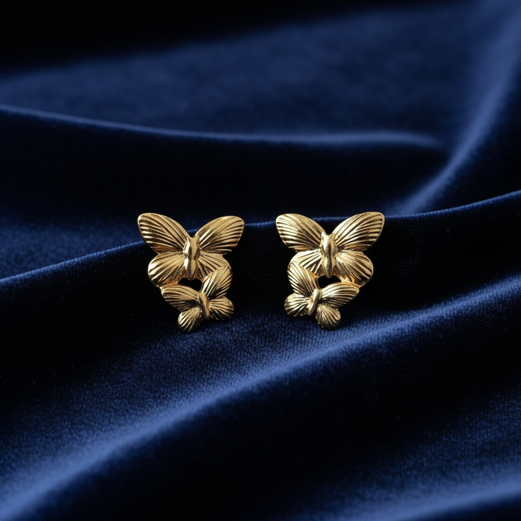 Golden Cascade Butterfly Drop Earrings