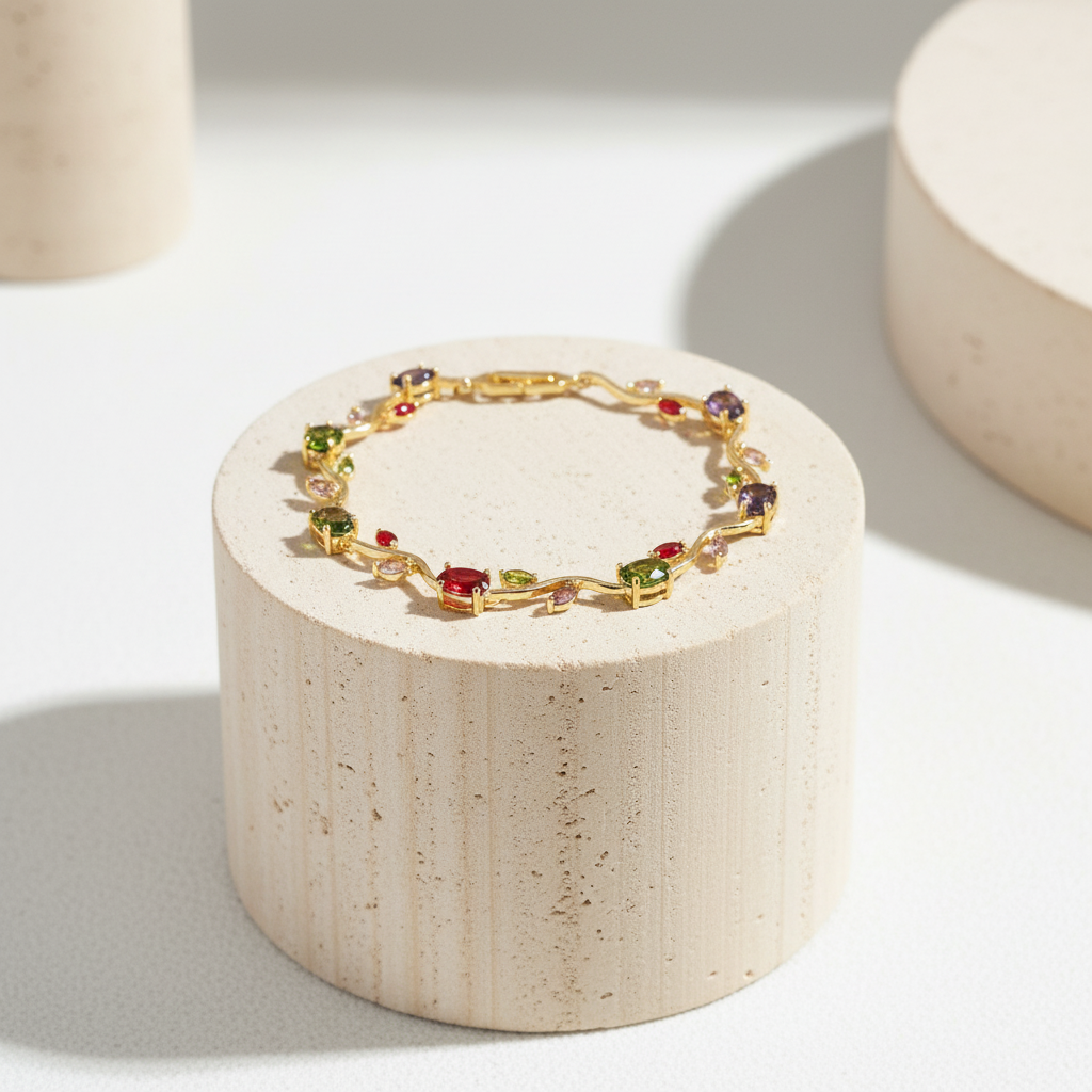 Enchanted Garden Gemstone Vine Tulip Bracelet