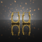 Radiant Gold Hammered Rectangle Hoop Earrings