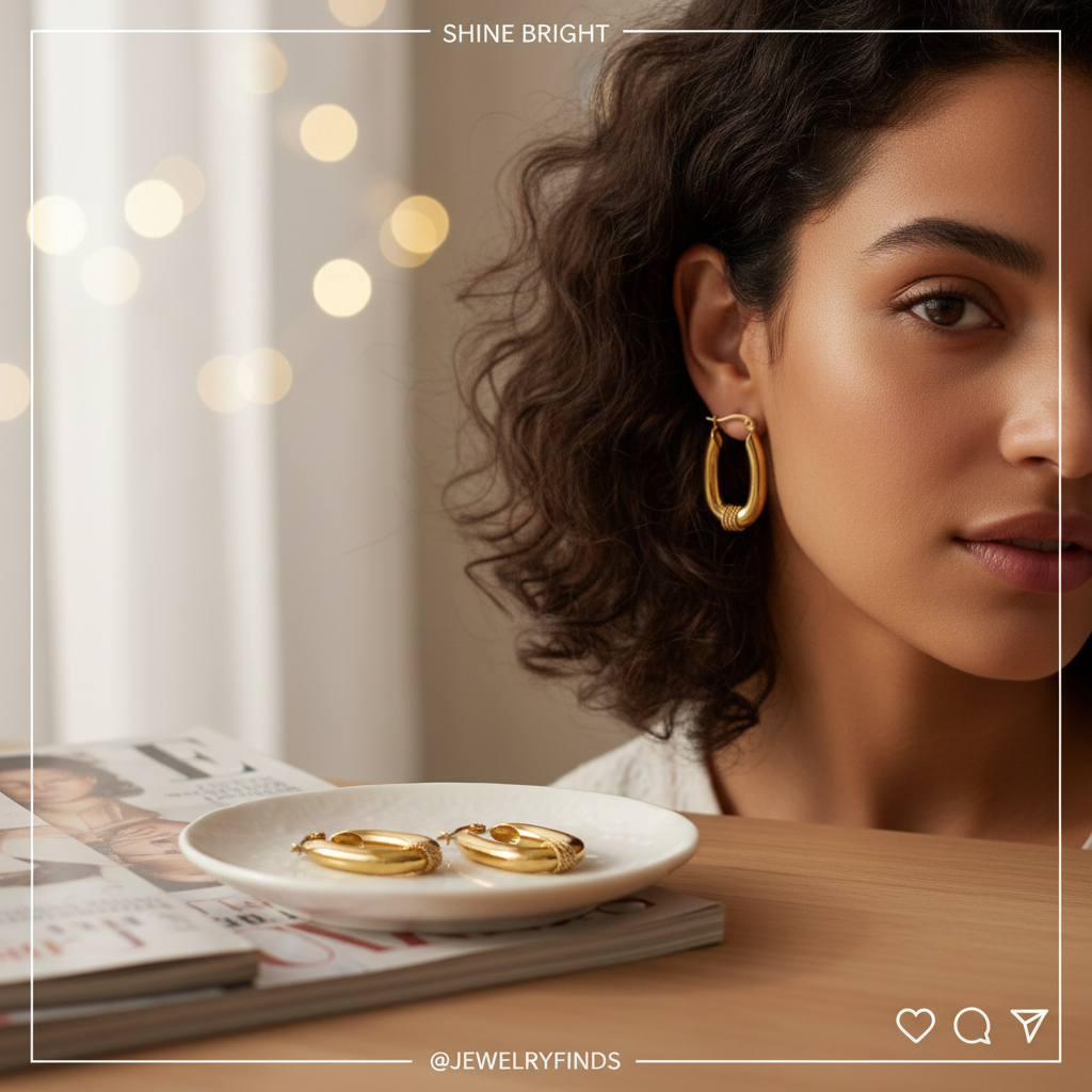 Luxe Golden Elongated Hoops with Artisan Coil Detail