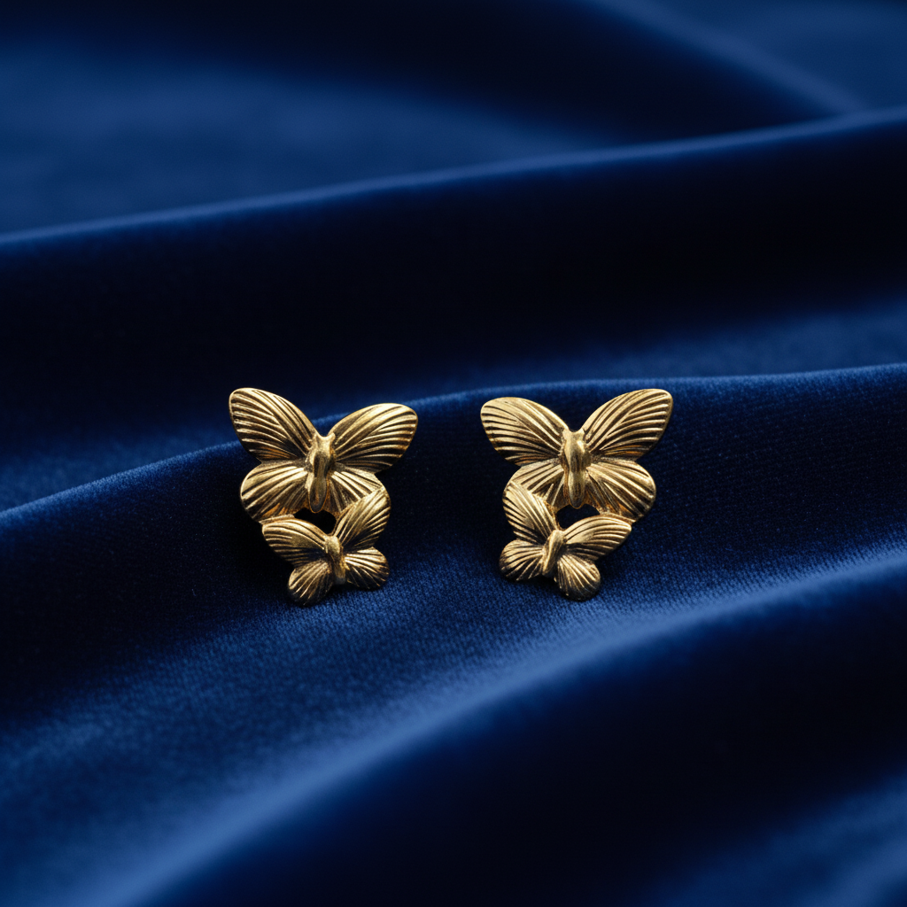 Golden Cascade Butterfly Drop Earrings