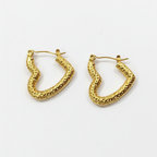 Radiant Hammered Gold Heart Hoop Earrings