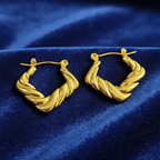 Radiant "Twisted Aura" Geometric Gold Hoop Earrings