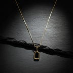 Timeless Elegance Gold-Tone & Black Onyx Rectangle Pendant Necklace