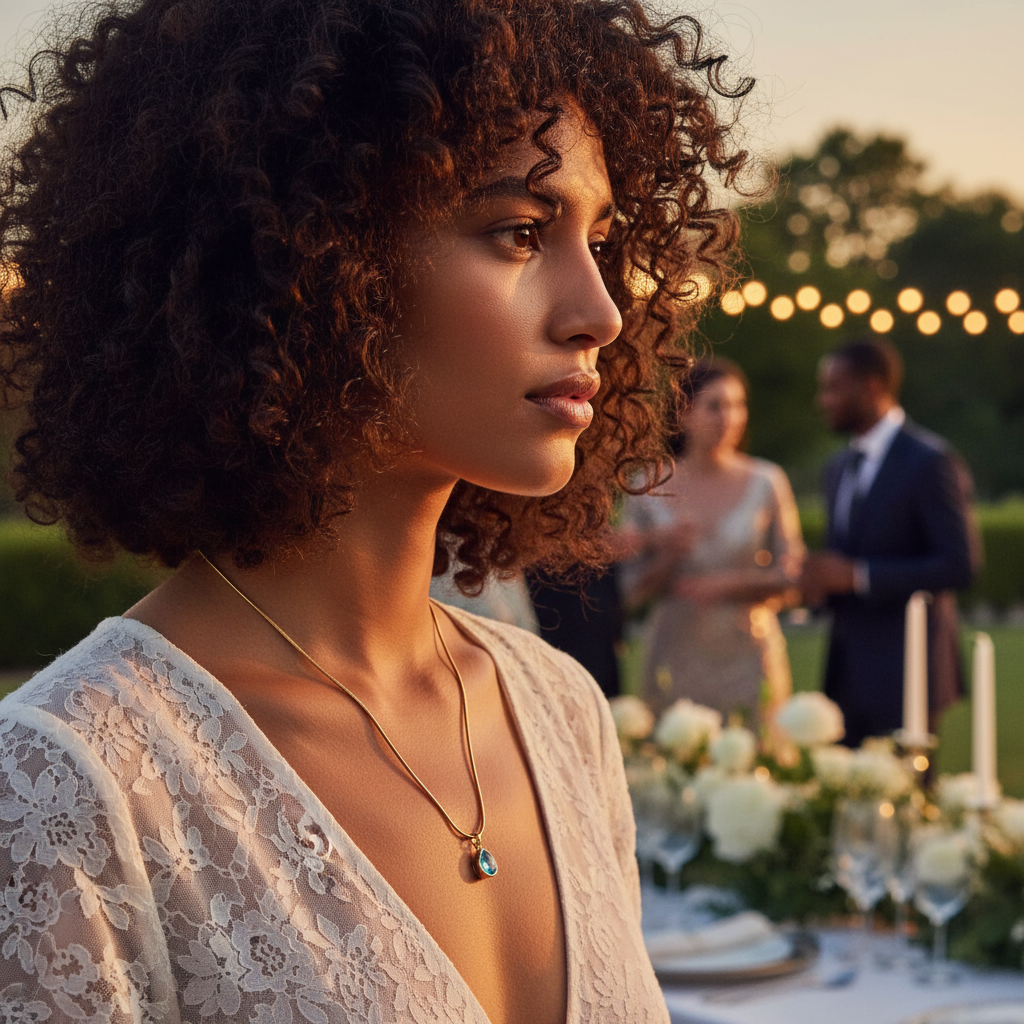 Golden Serenity Blue Topaz Teardrop Pendant Necklace
