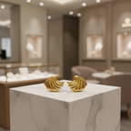 Radiant Ripple Gold Sculptural Statement Earrings