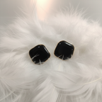 Obsidian Noir Geometric Gold-Rimmed Stud Earrings