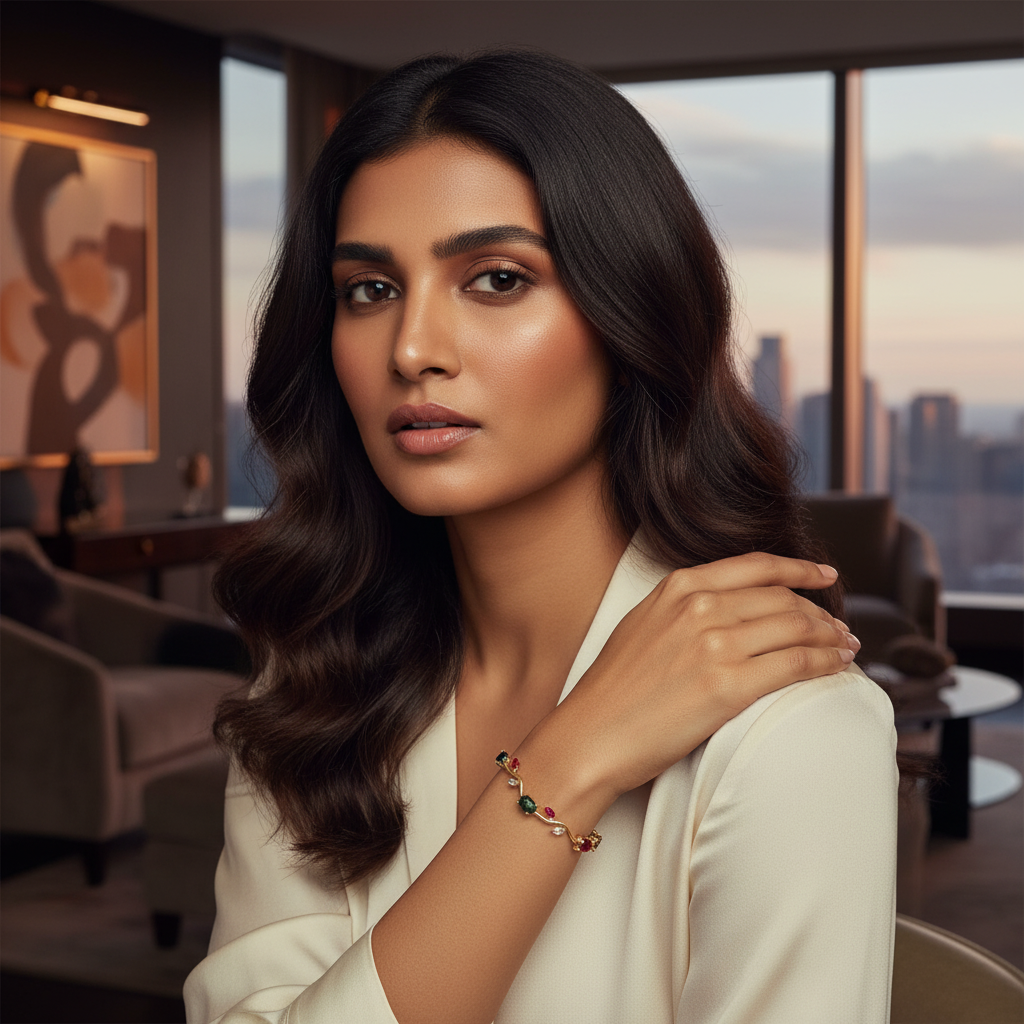 Enchanted Garden Gemstone Vine Tulip Bracelet