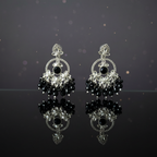 Regal Noir Blossom Chandelier Jhumka Earrings