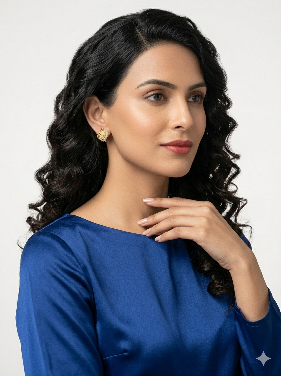 Golden Glow Leaf Stud Earrings (Anti-Tarnish Finish)