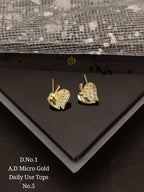 Golden Glow Leaf Stud Earrings (Anti-Tarnish Finish)
