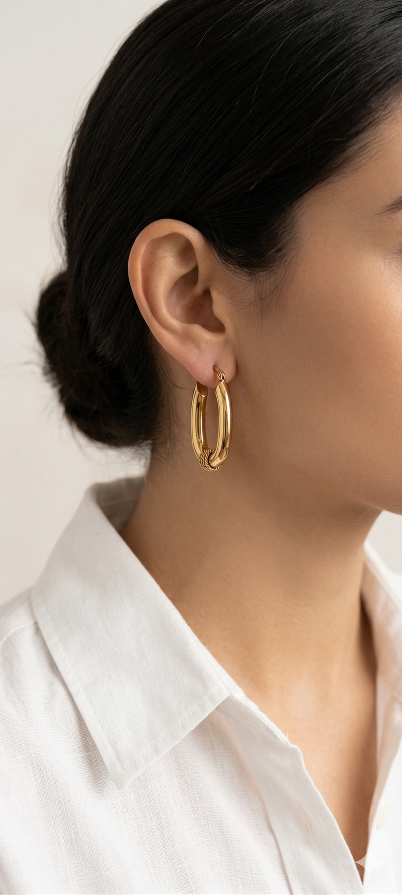 Luxe Golden Elongated Hoops with Artisan Coil Detail