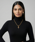 Regal Filigree Drop Pendant Set (Anti-Tarnish Gold Finish)