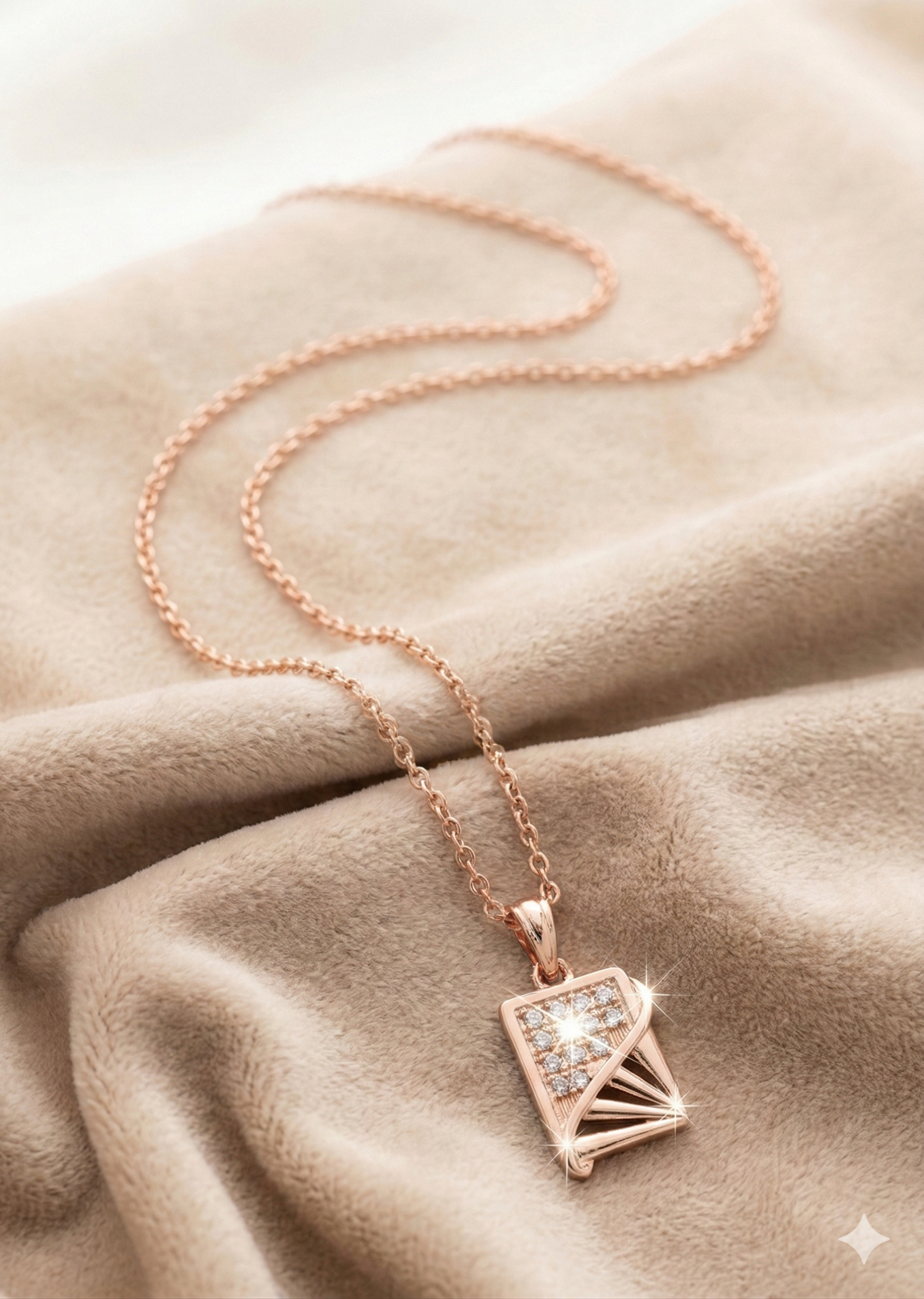 Radiant Fold Crystal Pendant Necklace - Anti-Tarnish