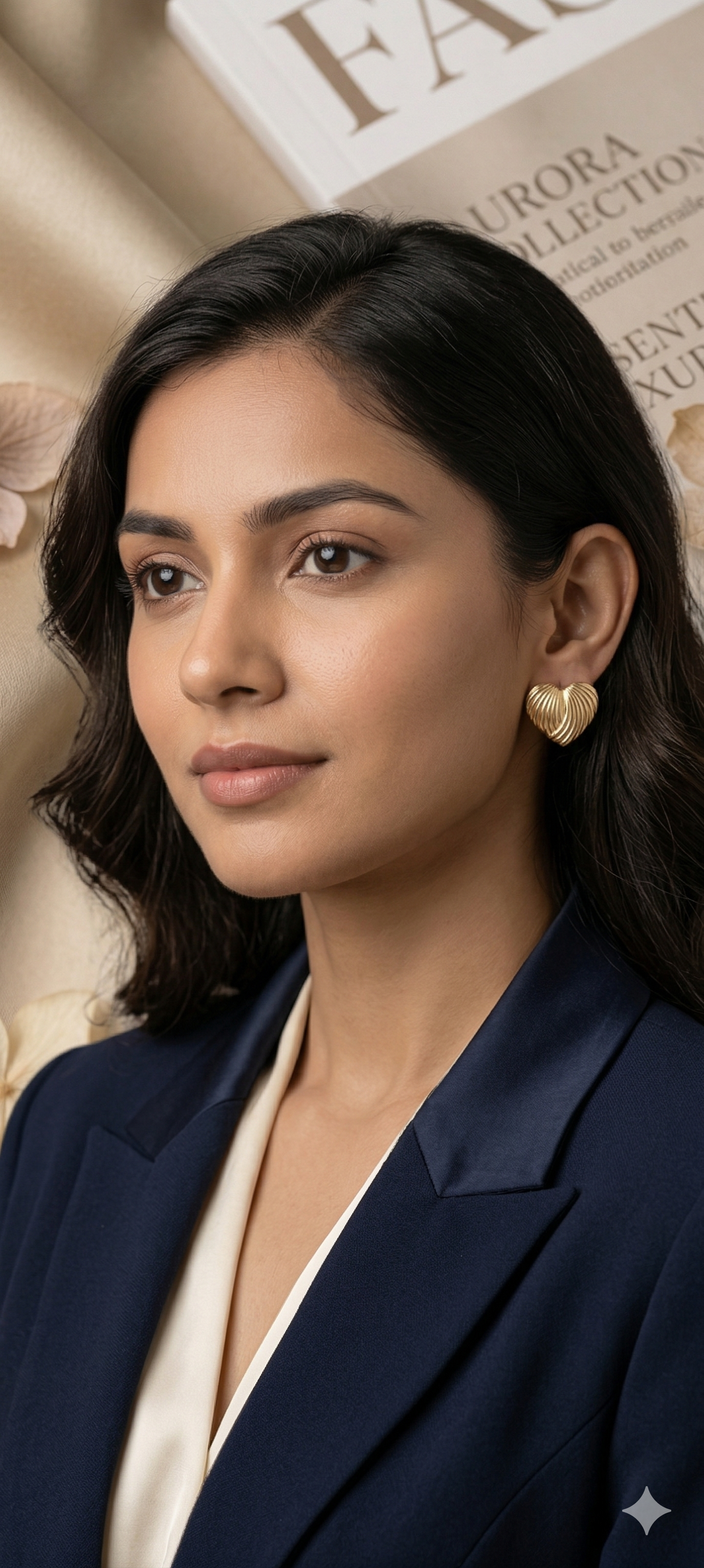 Golden Serenade Fluted Heart Statement Earrings