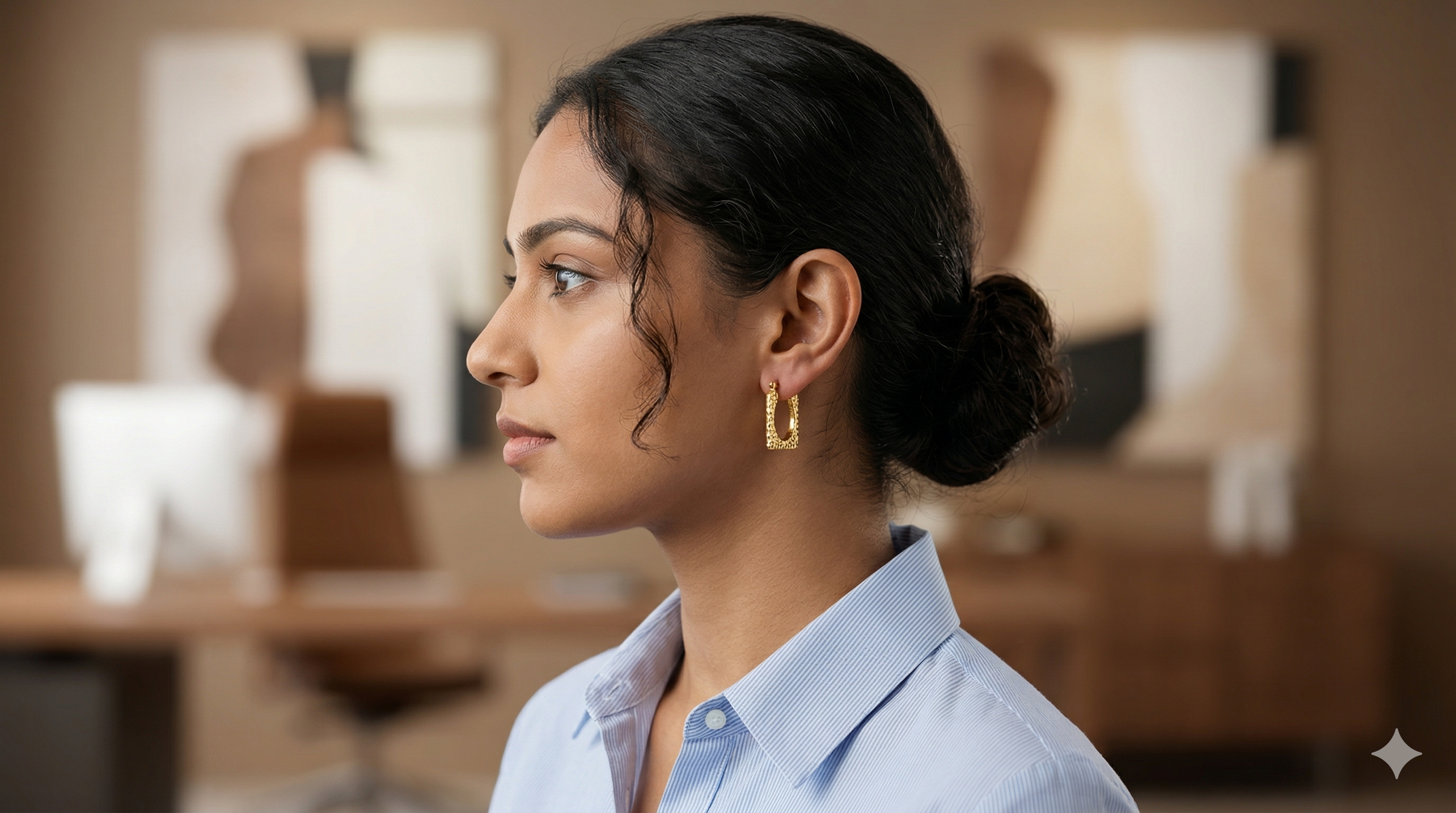 Radiant Gold Hammered Rectangle Hoop Earrings