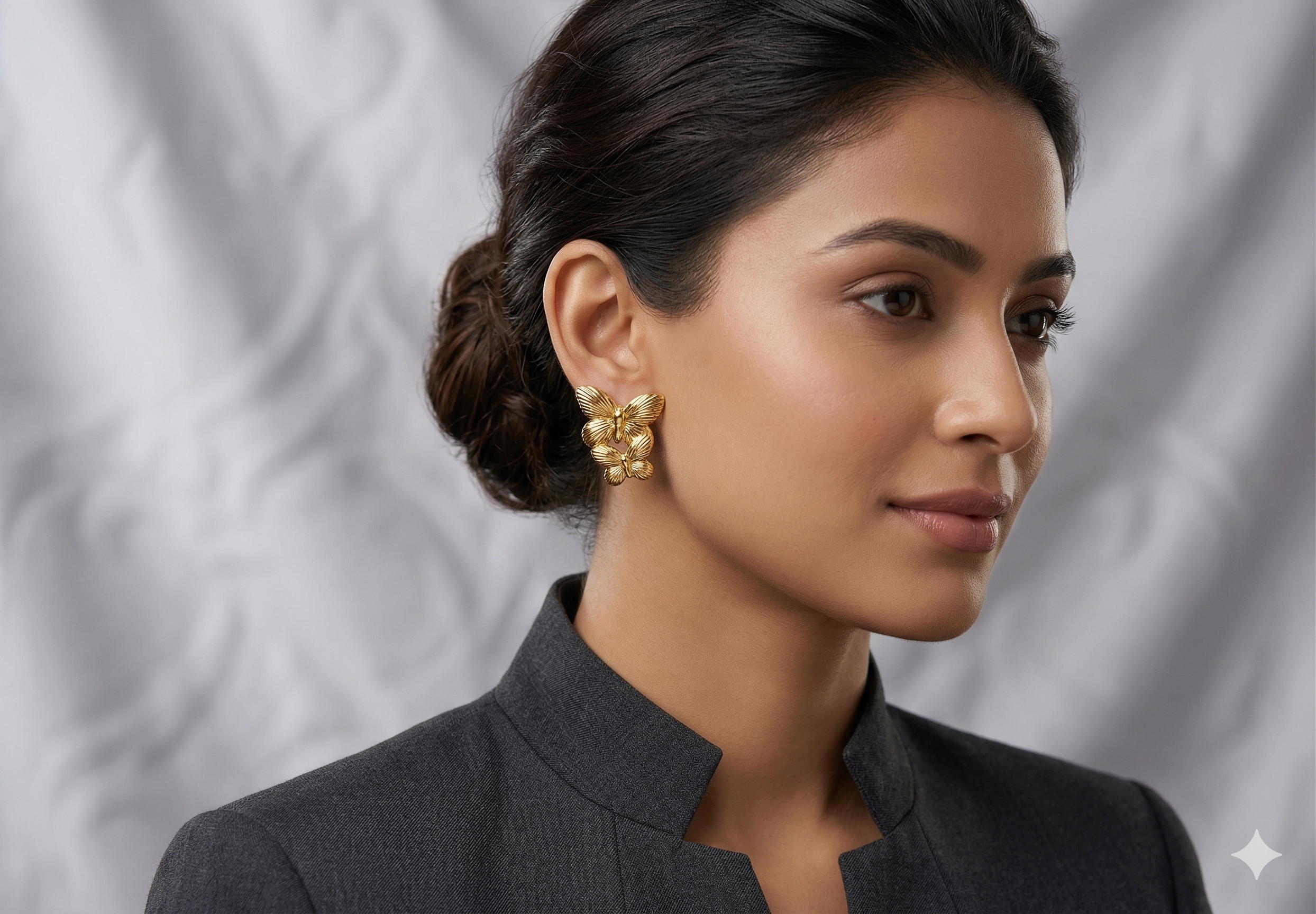 Golden Cascade Butterfly Drop Earrings