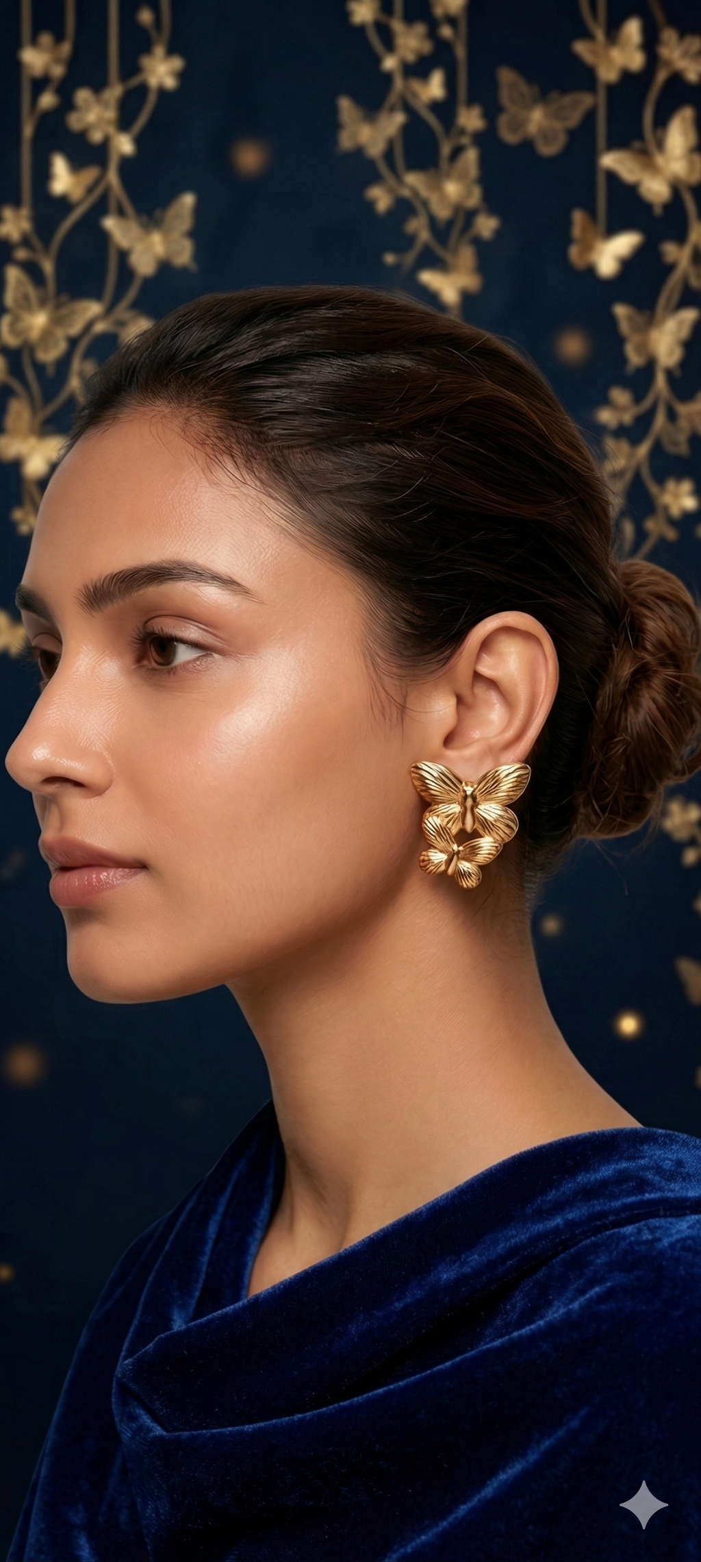 Golden Cascade Butterfly Drop Earrings