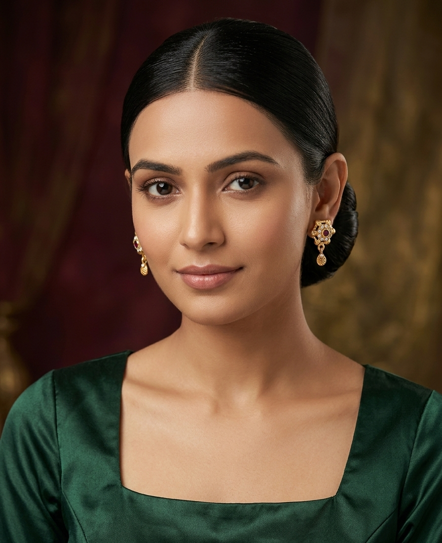 Royal Ruby Bloom Anti-Tarnish Earrings