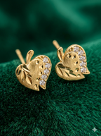 Golden Glow Leaf Stud Earrings (Anti-Tarnish Finish)