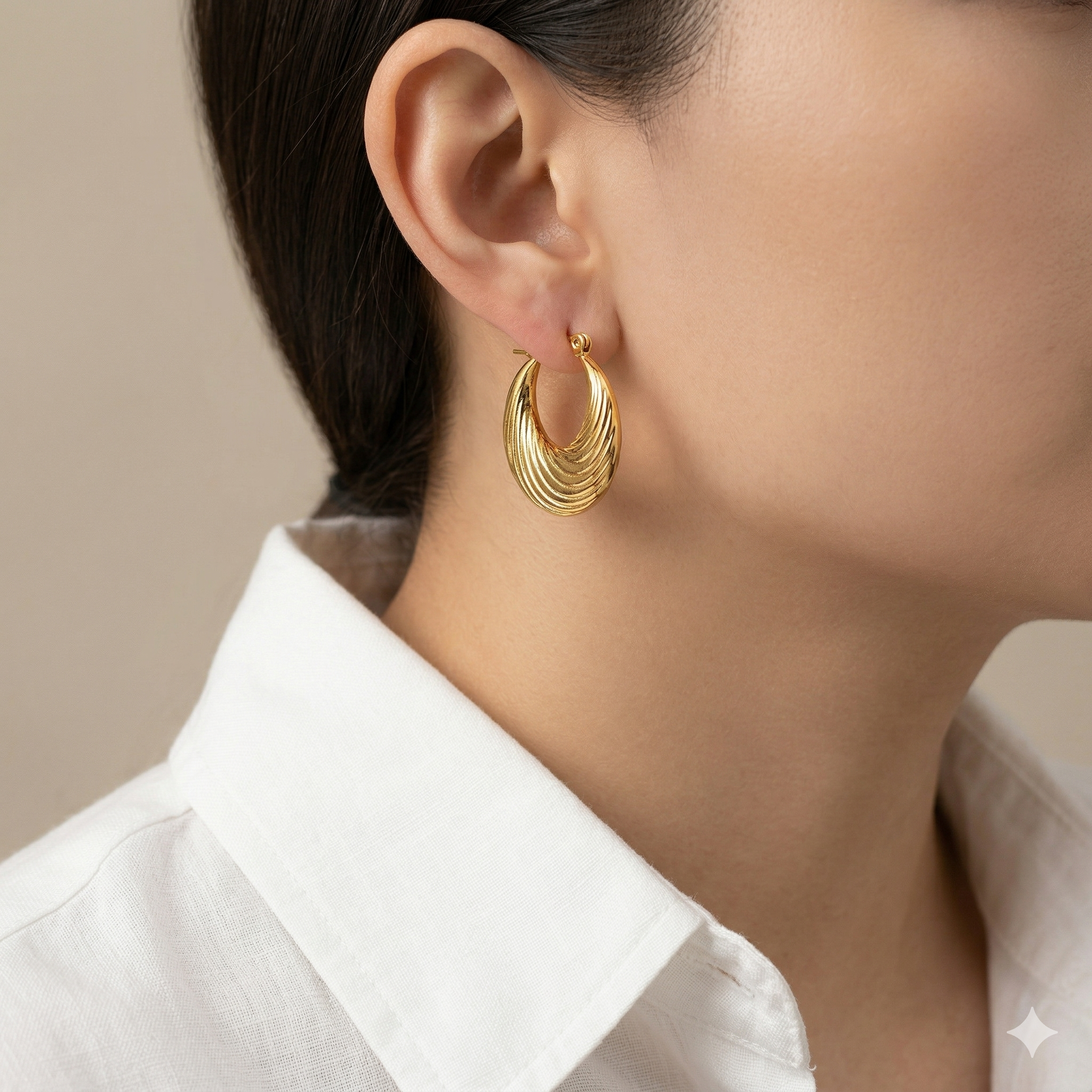 Luxe Golden Ridge Crescent Hoop Earrings
