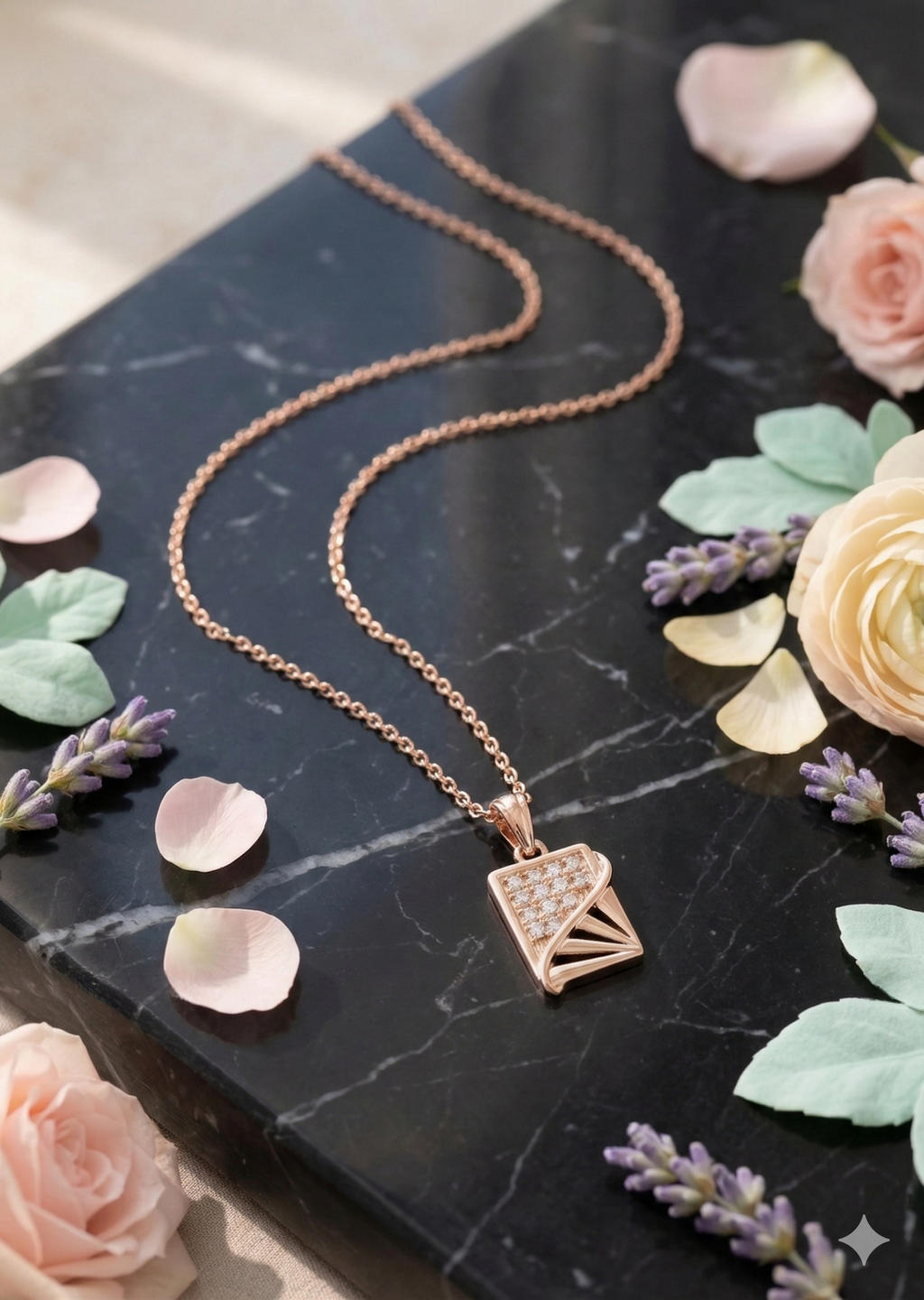 Radiant Fold Crystal Pendant Necklace - Anti-Tarnish