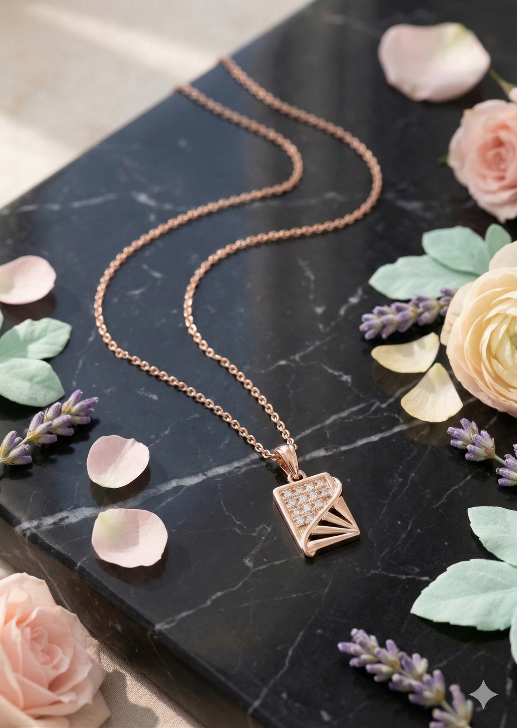 Radiant Fold Crystal Pendant Necklace - Anti-Tarnish