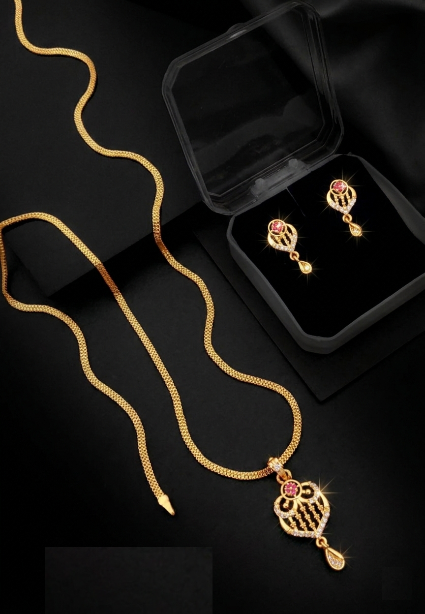 Royal Radiance Anti-Tarnish Gold Pendant Set