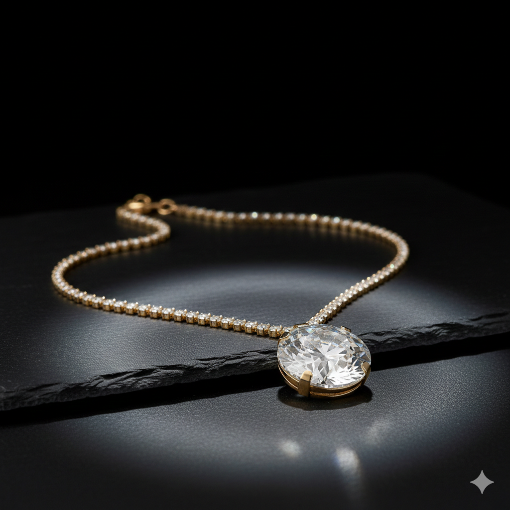 Anti-Tarnish Royal Radiance Round Brilliant Necklace & Earring Set