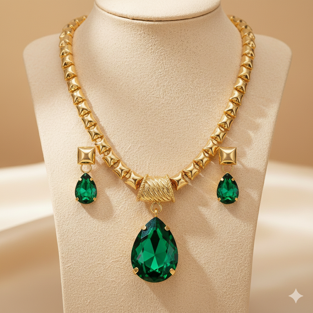 Emerald Royale Anti-Tarnish Teardrop Set
