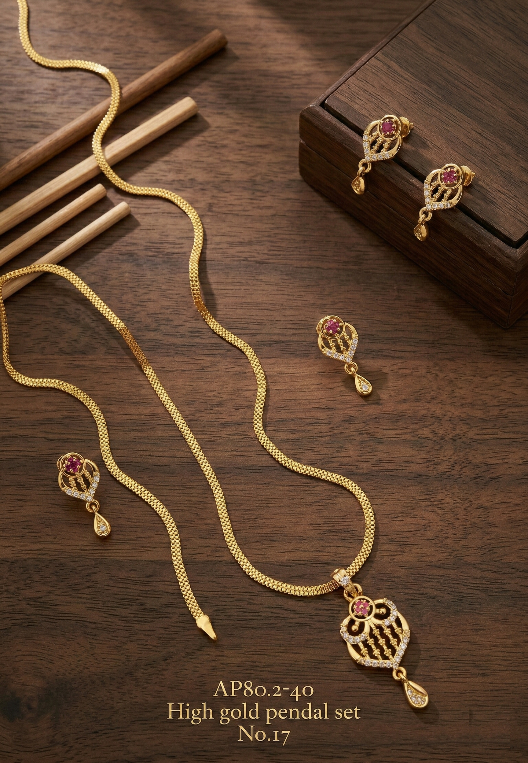 Royal Radiance Anti-Tarnish Gold Pendant Set