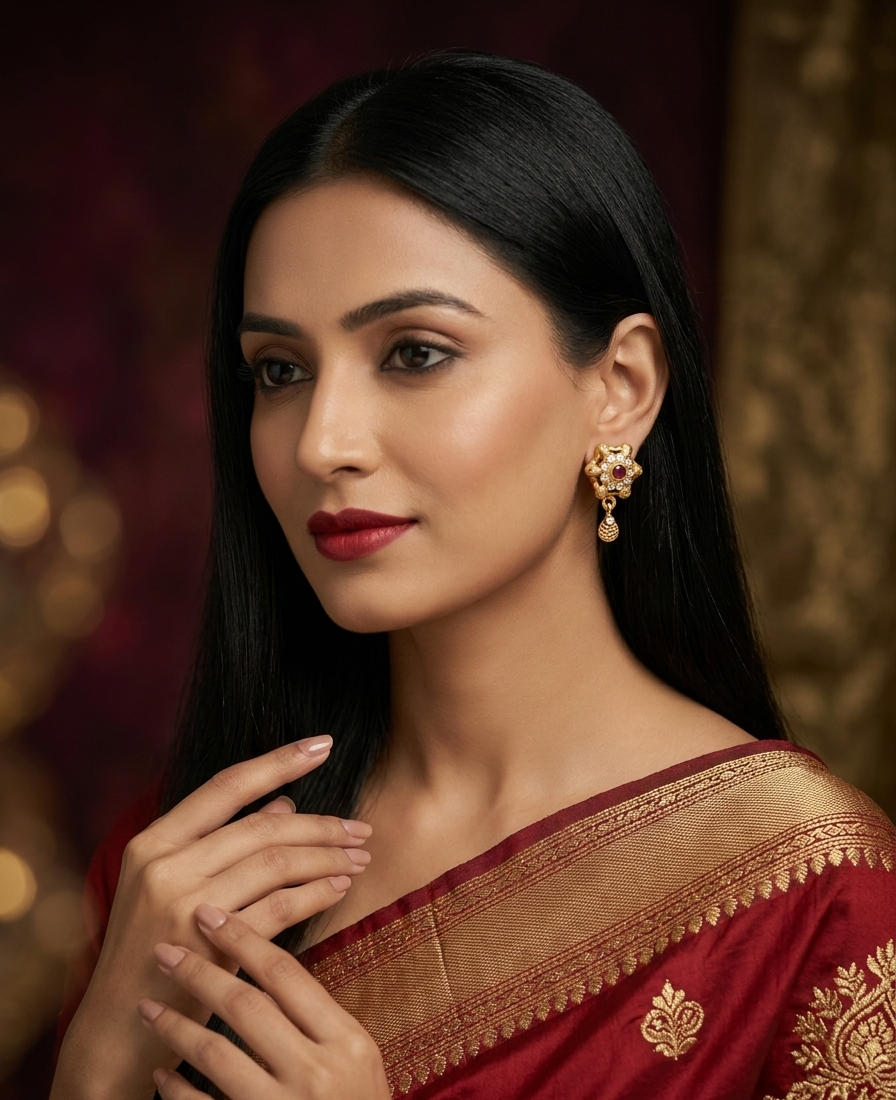 Royal Ruby Bloom Anti-Tarnish Earrings