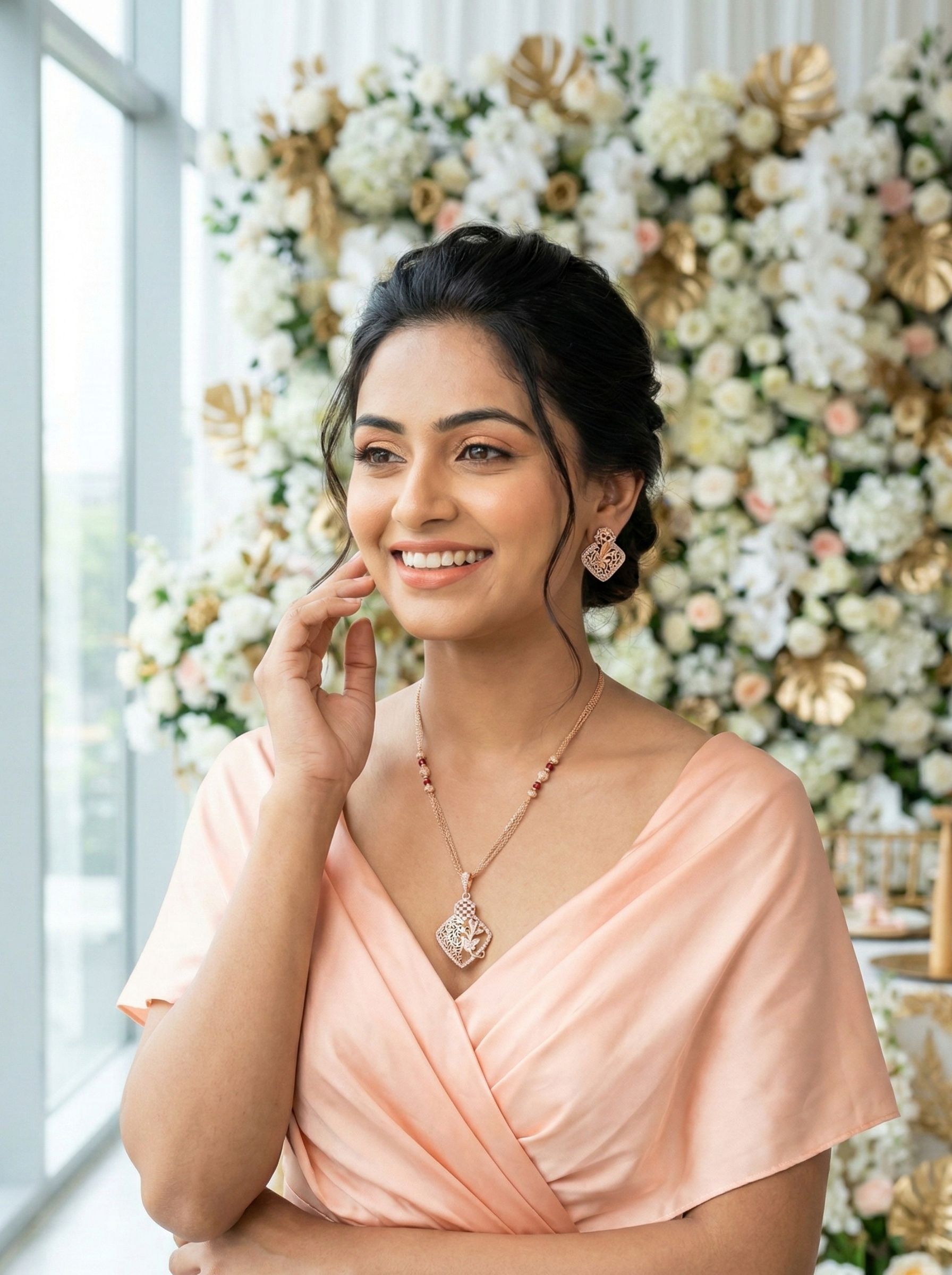 Royal Aura Rose Gold Anti-Tarnish Pendant Set