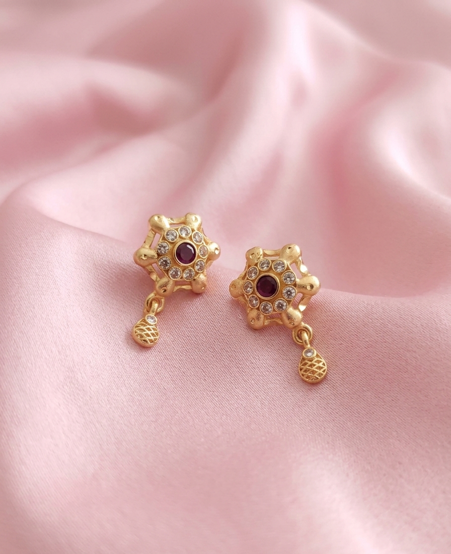 Royal Ruby Bloom Anti-Tarnish Earrings