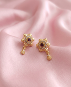 Royal Ruby Bloom Anti-Tarnish Earrings
