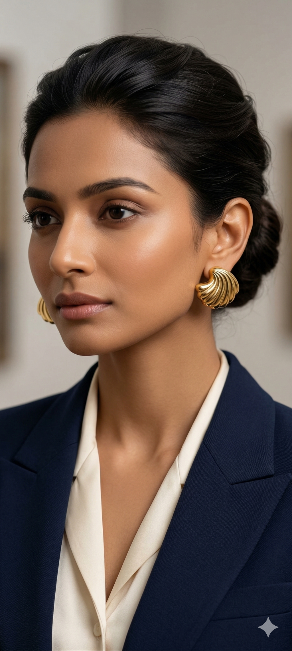 Radiant Ripple Gold Sculptural Statement Earrings
