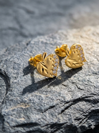Golden Glow Leaf Stud Earrings (Anti-Tarnish Finish)
