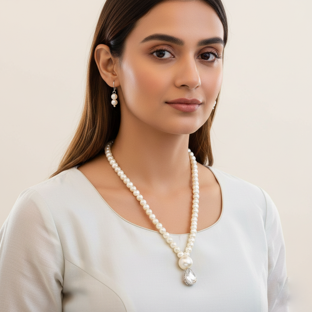 Classic Pearl Glow Anti-Tarnish Necklace Set
