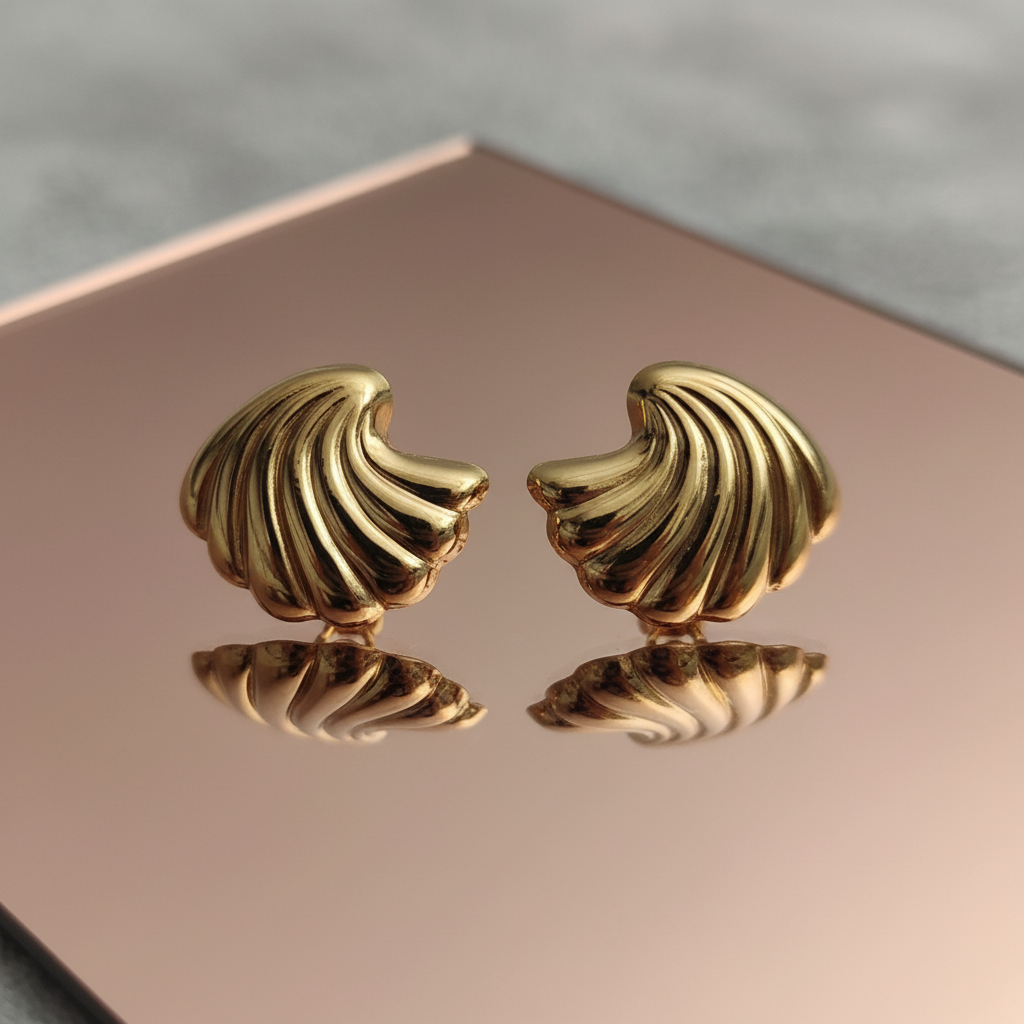 Radiant Ripple Gold Sculptural Statement Earrings