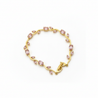 Eternal Blossom Gold-Tone & Pink Gemstone Tulip Bracelet