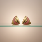 Regal Ridge Gold & Coral Swirl Geometric Stud Earrings