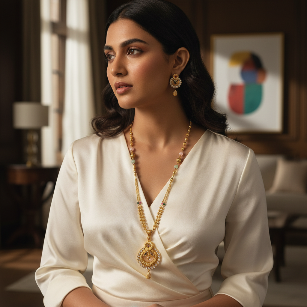 Regal Bloom Antique Gold Plated Floral Necklace Set with Pastel Beaded Chain