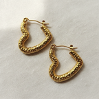 Radiant Hammered Gold Heart Hoop Earrings